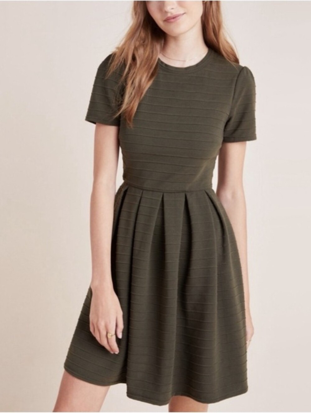Hutch Anthropologie Maddie Mini Fit and Flare Olive Army Green Size SP small
